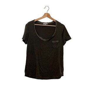 Standard James Perse Olive Green Scoop Neck Short Sleeves Women's T-Shirt Size L